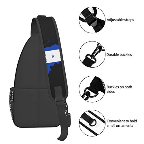 Mochila bandolera unisex negra para senderismo miniatura 6
