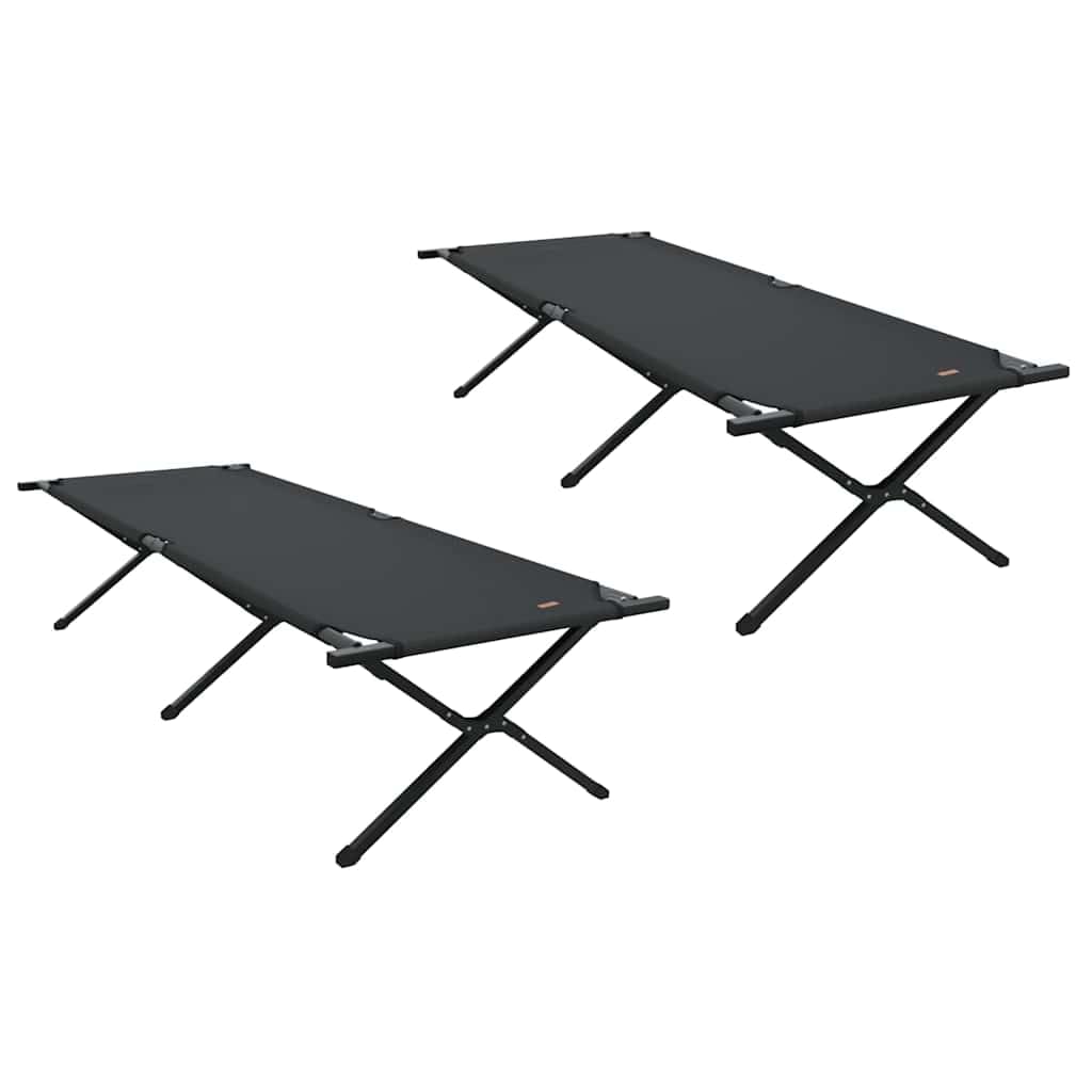 INLIFE Klapp Schlafbett fürs Camping 2 pcs Schwarz Ox Stoff,Sportartikel,Outdoor-Aktivitäten,Camping & Wandern,Camping-Möbel,Feldbetten,Schwarz,17.4 KG,42003193
