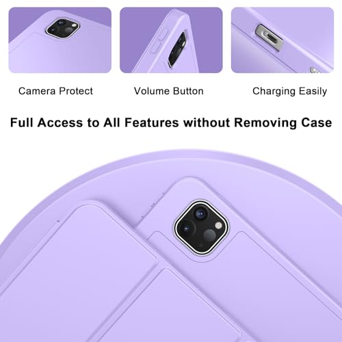 Image of ZryXal New iPad Pro 13 Inch Case (M5) 2025 / (M4) 2024 with Pencil Holder, Smart iPad Case [Support Pencil Pro and Pencil (USB-C)], Support Touch ID and Auto Wake /Sleep (New Clove Purple)
