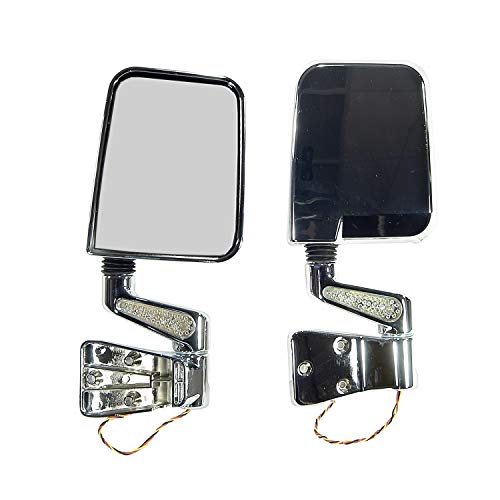 Rugged Ridge | Door Mirror Kit, LED Turn Signals, Chrome | 11016.01 | Fits 1987-2002 Jeep Wrangler YJ/TJ