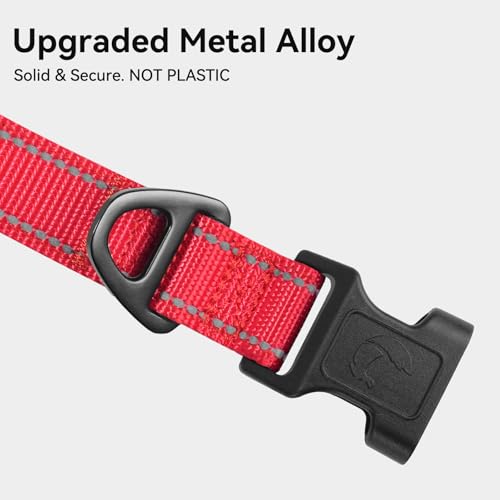 Image of Joytale Reflective Dog Collar,Soft Neoprene Padded Breathable Nylon Pet Collar Adjustable for Medium Dogs,Red,M