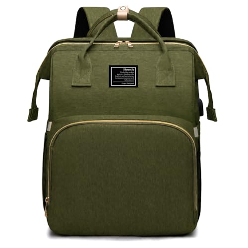 Image of houscly Diaper Bag Backpack with Changing Station: Army Green Baby Bags for Girls Boys New Mom Gifts Panaleras Para Bebe Baby Girl Newborn Essentials Must Haves Baby Shower Gifts Baby Registry