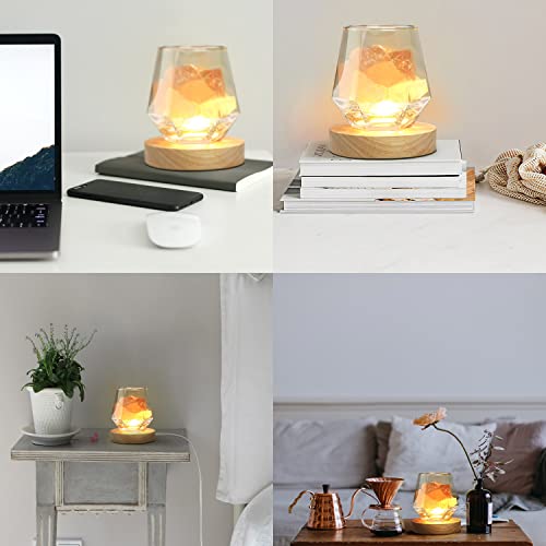 SORAKYUBE アロマランプ 水晶ランプ テーブルランプ ベッドサイドランプ アロマライト 天然水晶 クリスタル 塩ランプ 香りランプ 空気浄化 ランプ台座 アロマ用 照明 クリスタルストーン 寝室 女の子 プレゼント [2]