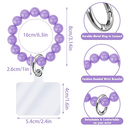Cobee Beaded Phone Lanyard - Hand-Free Wrist Cell Phone Straps With 2 Pcs Transparent Phone Patches Detachable Handmade Natural Stone Kawaii Beaded Phone Charm Bracelet Keychains For Women(Purple) #TOP3
