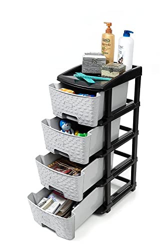 Image of Sweese 4-XL Drawer Multipurpose Drawer Plastic Modular Chest Storage Organizer Home, Office, Parlor, School, Doctors, Home and Kids(Dimension-30cmx38cmx80cm) (4XL)