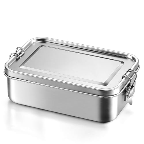 Leonyo 47oz 18/10 Stainless Steel Lunch Box, 1400ml Metal Bento Box for Adults with 2 Dividers, Leak-Proof Bento Snack Containers for Women Man, Dishwasher Safe, Oven Safe Except for Lid by Leonyo - Image 3