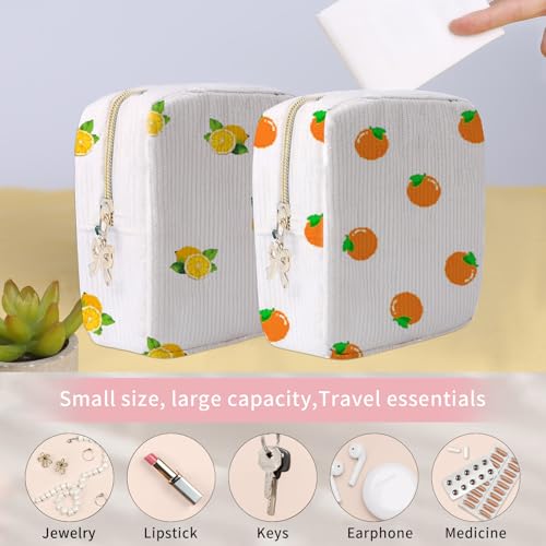 Image of Period Bag for Women, Portable Corduroy Sanitary Napkin Storage Bag Strawberry Period Pouch with Zipper, Sanitary Pads Bag Tampons Holder for Purse, First Period