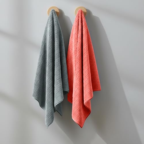 Image of Cortina Solid Towels for Bath Set of 2 (70 x 140 cm) 300 GSM Microfiber Bath Towels, Ultra Soft, Highly Absorbent & Quick Dry for Gym, Beach & Bathroom Towels for Men, Women & Kids (Marron /Grey)