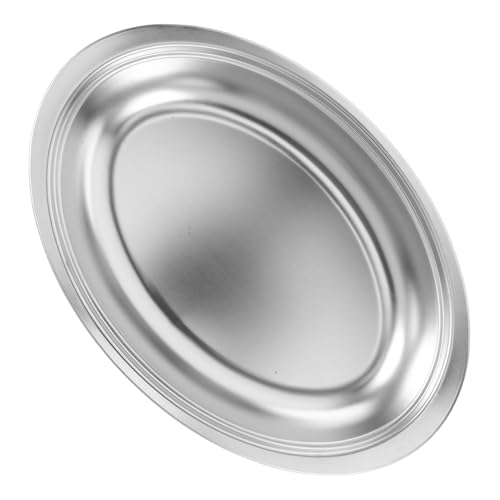Healifty Bandeja De Acero Inoxidable Para Pescado Al Vapor Aperitivos y Postres Plato Ovalado De Desayuno Bandeja Para Servir Alimentos Fuente Para Frutos Secos