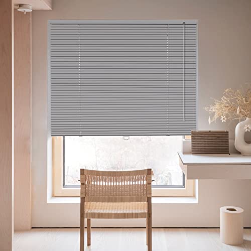 Hotsoon Aluminum Mini Blinds, 1" Slat Cordless Window Shades, Custom Horizontal Window Blinds Cut To Size Room Darkening Venetian Blinds For Windows Home Office,Silver Gray #TOP1