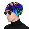 Exotic Tribe Tie Dye Style Print Knitted Slouchy Beanie Hat,Soft All Season Beanie for Men Women,Casual Daily Unisex Hat Black #5