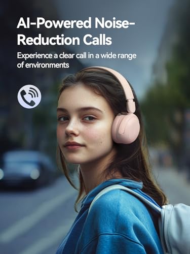 Image of 1MORE HQ20 Wireless On-Ear Headphones with Microphone, 85dB Safe Volume, 65H Playtime, Lightweight Foldable Bluetooth Headphones for School /Travel, Android and iOS Compatible, Pink
