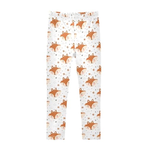Girls Leggings Size 4T Cartoon Fox White Breathable Stretchy Tights Girl Yoga Pants for Dance Running
