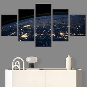 SIGNWIN 5 Panel Canvas Wall Art Aerial Astronomy...