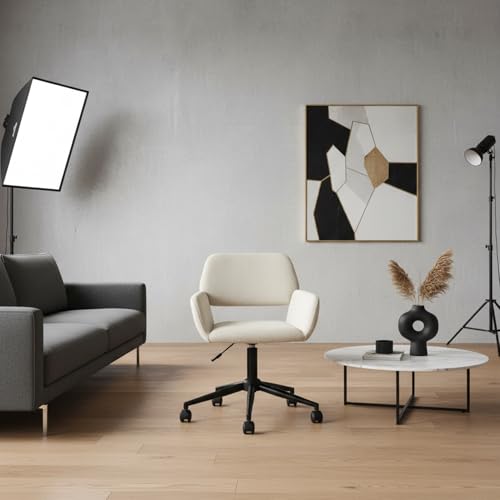 HOMYLIN Silla ergonómica de director con ruedas, altura ajustable y asiento cómodo, silla giratoria para sala de estar, color beige