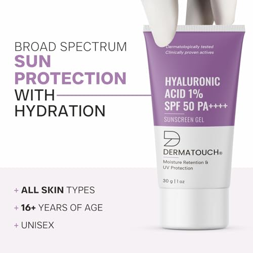 Image of DERMATOUCH Hyaluronic Acid 1% Sunscreen | SPF 50 Pa++++ | For All Skin Types | No White Cast | 30g