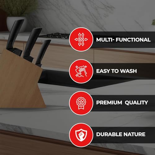 Image of Kitchen Knife Set 3-Piece with Knife Sharpener Tool, Stainless Steel Chef Knives, Sharp Cutting Knives for Kitchen, Vegetable, Fruit & Meat Cutting (3 Knife Set + Knife sharpner)