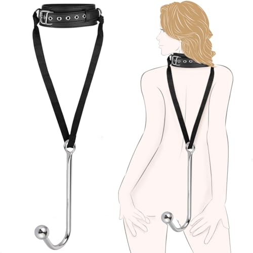 Image of BDSM Anal Hook with Adjustable Leather Collar & Sex Strap, Sex Bondage Butt Plug Anal Plug Anal Bead, Bed Restraints Bondage Gear Anal Sex Toys for Men Women Beginner Couples Kinky Fetish SM Game
