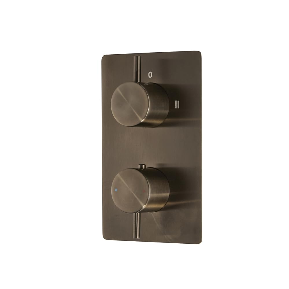 Milano Black Nickel Otto 2 Outlet Twin Diverter Thermostatic Concealed Mixer Shower Valve