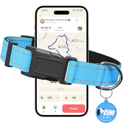 Reflective Dog Collar for Large Dogs with Dog Tags Personalized & Quick Release Buckle, Adjustable and Comfortable Nylon Pet Collar, Blue