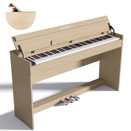 SHEIRIN digital piano 88 key weighted stand cover hammer action electric keyboard pedal full size home professional musical beginners adults instrument self playing MIDI SR-CH80ï¼ˆbeigeï¼‰