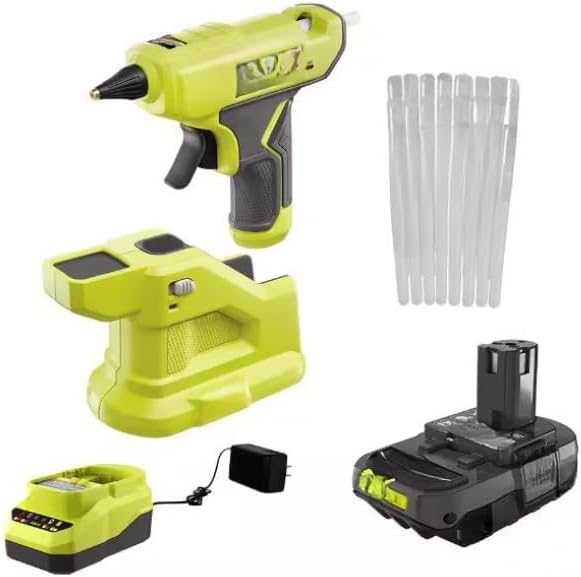 P306-PSK005-A1932401 Fits for RYOBI 18V Cordless Compact Glue Gun Kit with 2.0 Ah Battery, 18V Charger, and 24-Pack 5/16 in. x 6 in. Mini Glue Sticks