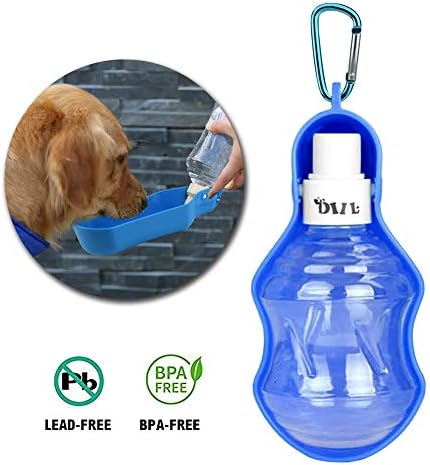 petbob Pet Water Bottle, Portable Dog Travel Drinker with Metal Carabiner, Pet Water Bowl No Drip, Water Dispenser for Small to Large Pet (250ml)