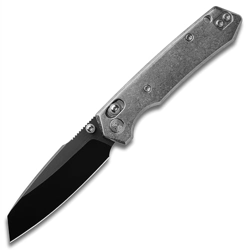 M Miguron Knives Vatso Folding Pocket Knife 2.99" M390 Satin With DLC Blade Cross-bar Lock Silver Crystal Titianium Handle Camping Hiking Knife MGR631ABJSR
