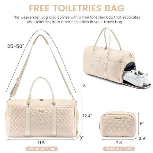 LOVEVOOK Travel Duffle Bag, Weekender Bags for Women with Shoe Compartment, Quilted Carry on Overnight Bag with Toiletry Bag, Hospital Bags for Labor and Delivery, Gym Duffel Bag with Wet Pocket - image 3