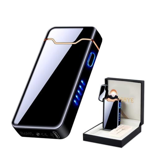 RSBYE Briquet électrique Coupe-Vent Cool Briquets Flame Briquet électrique à Arc Briquets avec écran LED Rechargeable (Noir Glacé)