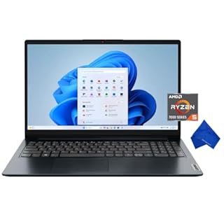 Lenovo IdeaPad 1 Ordinateur portable FHD 15,6" – AMD Ryzen 5 7520U, 8 Go de RAM, 256 Go SSD, Windows 11, nouveau modèle (avec chiffon en microfibre) – Bleu abysse (82VG00WXUS)