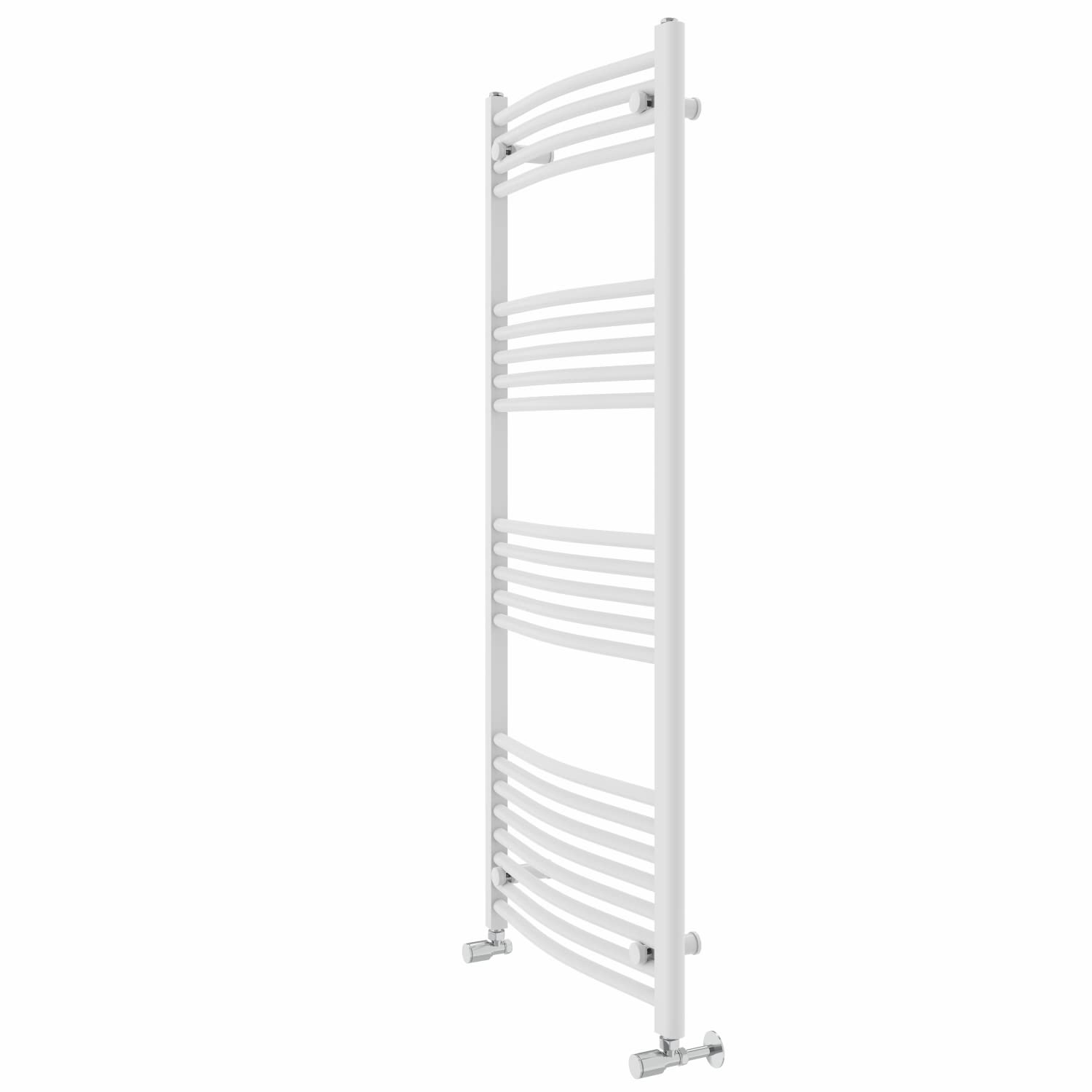 Warmehaus White Contemporary Curved Bathroom Heated Towel Rail Radiator Rad 1400 X 600Mm