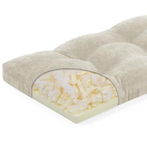baibu 36 Inch Memory Foam Bench Cushion, Dual-Layer Patent Design Non-Slip Indoor Bench Cushion with Ties, 36x15x3Inch, Beige