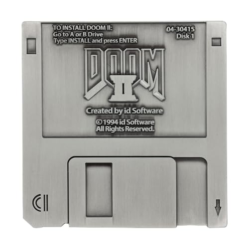 FaNaTtik Doom II Limited Edition Floppy Disk Réplique décorative en métal – Édition argent antique