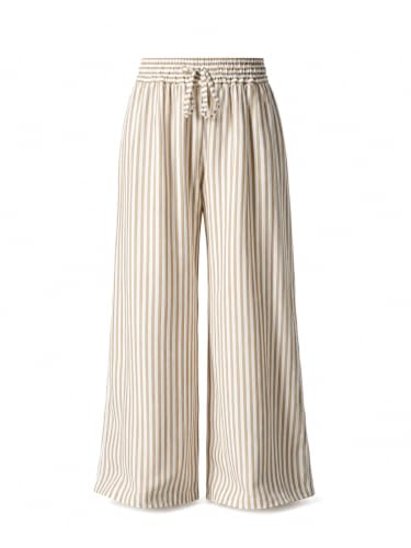 Image of Acelitt Women Drawstring Elastic Waist Wide Leg Pants with Pockets, S-XXL | Elastic waist,loose fit,side pockets,casual,2026 summer trendy,beach vacation outfits