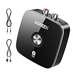 UGREEN Bluetooth 5.3 Receiver for Hi-Fi, Low Latency Audio, 3.5mm Jack Aux and RCA Connection, Long Range, Dual Pairing, Bluetooth Adapter for HiFi Amplifier, Home Stereo, Speaker