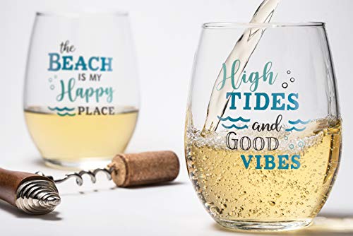 Lillian Rose Beach Life Wine Glass Set, 2 Count (Pack Of 1), Clear #TOP4