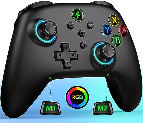 （09:30時点） Switch コントローラー Switch1/2 8色RGBライト プログラム編集 背面ボタン付き スリープ解除 無線 スイッチ プロコントローラー ジャイロセンサー搭載 連射機能 振動機能 プロコン Switch/Lite/OLED/Android/IOS/PC対応 APP設定
