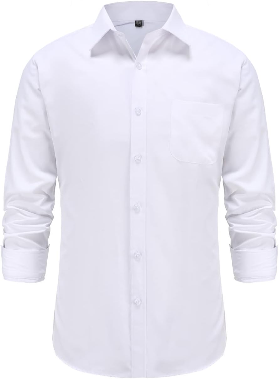 Amazon.com: Mens Long Sleeve Wrinkle Free Dress Shirts No Iron Pocket  Button Down Shirts for Men No Wrinkle Black S : Clothing, Shoes \u0026 Jewelry