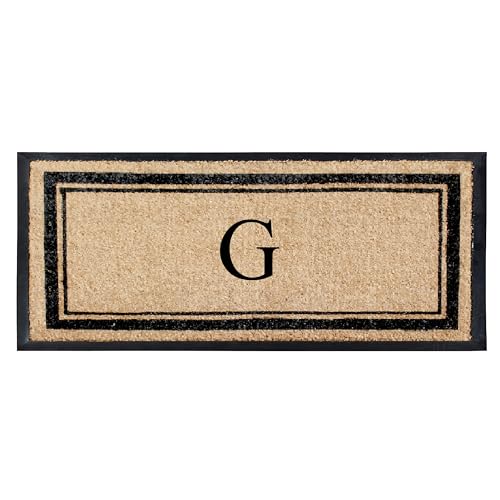 A1HC Natural Coir & Rubber Hand Flocked Large Monogrammed Door Mat 30x60 Inches Thick Durable Doormats for Entrance Heavy Duty, Thin Profile Front Door Mat, Long Lasting Front Door Entry Doormats