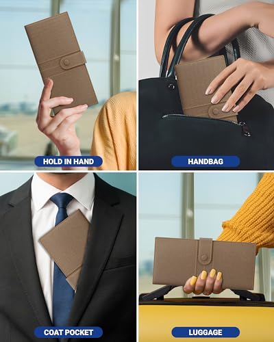 Image of FEDUS Leather Premium Long Currency Holder,Passport Holder for Unisex, Wallet with Card Holder,Id Card,Ticket,Currency,Boarding Pass Slots RFID Protected Travel Accessories Organiser,Brown