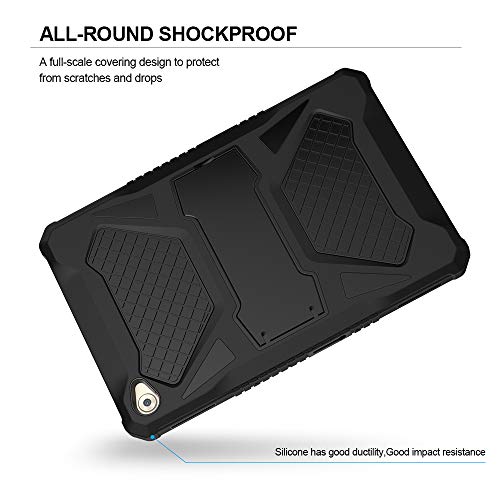 Foluu Compatible With Huawei Mediapad M5 Lite 10 Case, Heavy Duty Silicone+Hard Pc Bumper Full-Body Protective Shockproof Cover With Kickstand For M5 Lite 10 10.1 Inch 2018 (Black) #TOP3