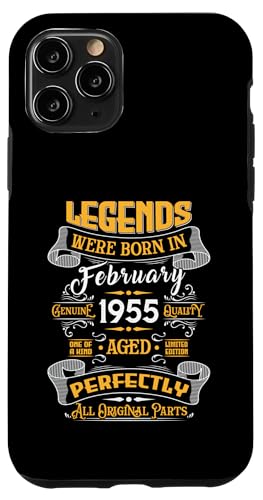 Legend February 1955 Vintage 71st Birthday Tees Made in 1955 �X�}�z�P�[�X iPhone 11 Pro �p