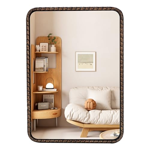 Cozy Villa Bathroom Mirror 20'' x 28'', Bathroom Vanity Mirrors for Over Sink, Farmhouse Wall Mirrors, Rectangle Framed Mirror with Hammered Texture