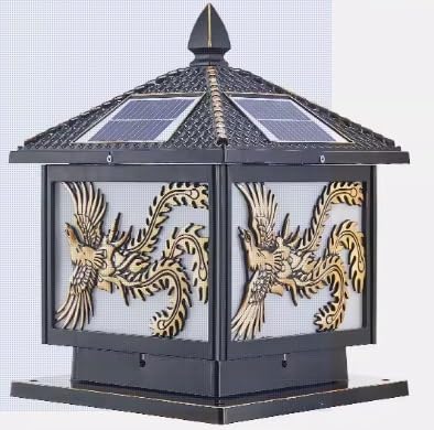Lampe de pilier solaire extérieure étanche noire 40cm pour jardin