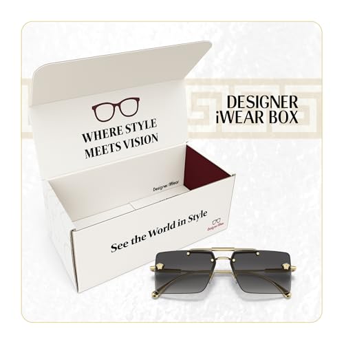 Versace VE2245 Rectangular Sunglasses Bundle for Women, Gold/Grey Gradient - image 6