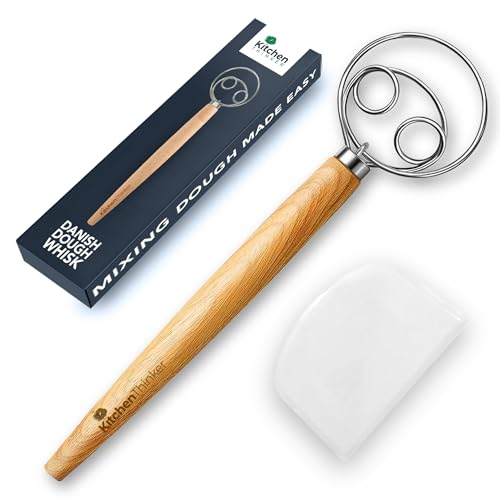 Comparison: Best Danish Dough Whisk 10 13 Inch Danish Dough Whisk with Dough Scraper, Dutch Bread Whisk with Stainless Steel Dough Hook, Sourdough Whisk for Baking, Bread Whisking Tool