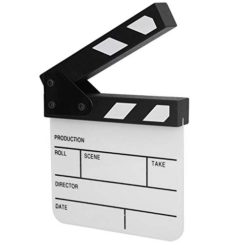 Acryl-Director-Scene-Clapperboard mit Abwischbarem Stift, Leichtes TV-Film-Action-Board Film Cut Prop mit Integriertem Magnetstreifen(001)