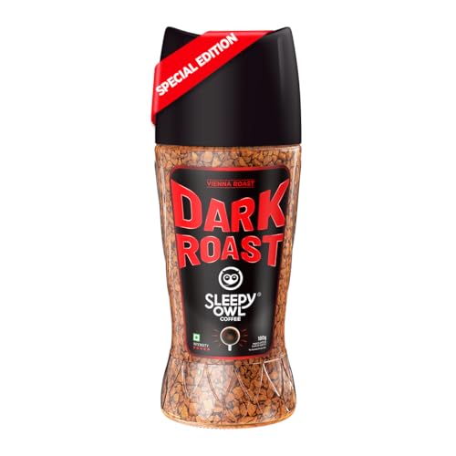 Image of Sleepy Owl Dark Roast Coffee, 100% Pure Instant Coffee Powder 100g, Makes 50 Cups, Freeze-Dried for Freshness, Strong & Intense Coffee, Rich Cafe Taste, Have It Hot or Cold, Ready in Seconds