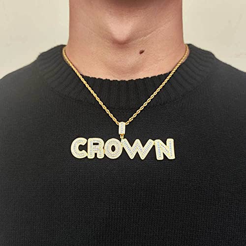 HIPBLING Custom Chain Iced Out Name Pendant Letter Necklace Personalized Diamond Jewelry with 24inch Rope Chain Rose Gold Silver Hip Hop Necklace Gift for Women Men3